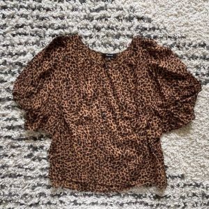 Madewell Balloon-Sleeve Button-Up Top in Painted Leopard